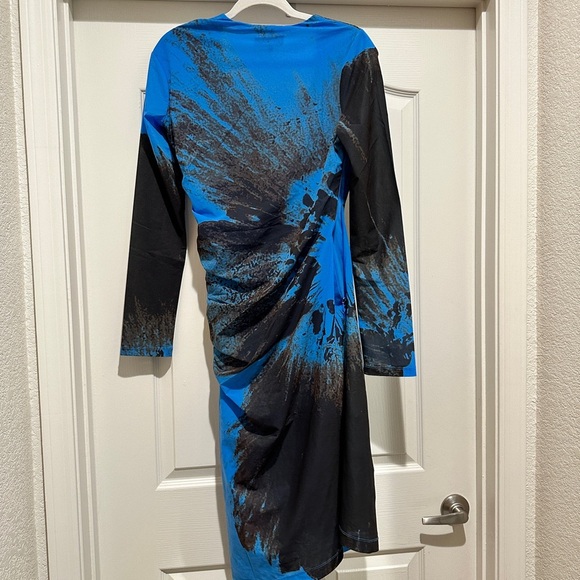 Stine Goya Leonora Dress Abstract Floral Long Sleeve Asymmetric Dress BROKEN ZIP - Picture 9 of 11